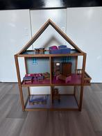 Houten poppenhuis met meubels - Gratis afhalen, Ophalen, Gebruikt, Jongen of Meisje