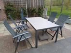 Tuinset met 4 standenstoelen, Tuin en Terras, Tuinsets en Loungesets, Ophalen, 4 zitplaatsen, Gebruikt, Aluminium