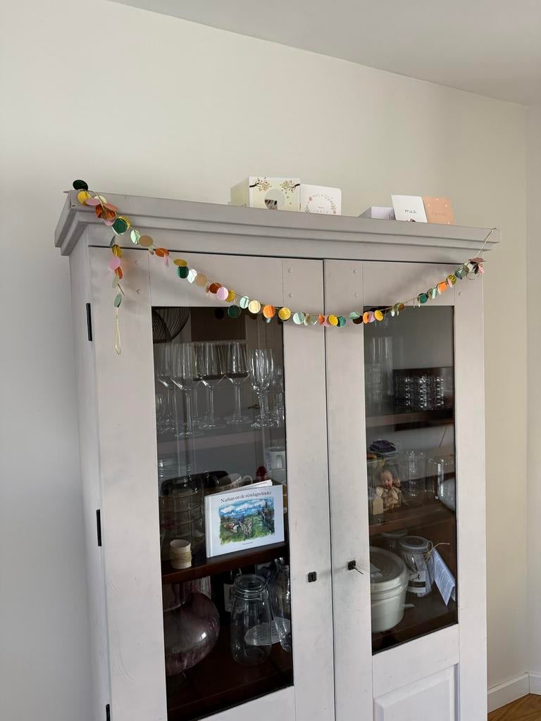 Servieskast van donker hout, geschilderd, Ophalen, Gebruikt, 50 tot 100 cm, Met lade(s)