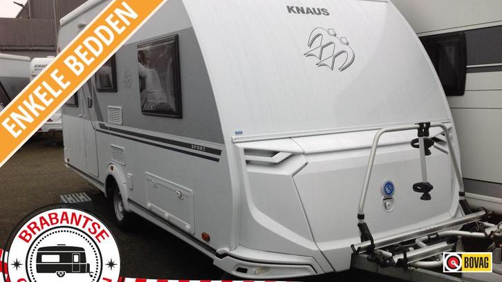 Knaus Sport 460 EU, Caravans en Kamperen, Caravans, tot en met 4, Treinzit, Knaus, 2 aparte bedden, Overige typen, Fietsenrek