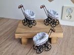 3 Prachtige Antiek Vintage Kleine Kinderwagens Poppenhuis, Verzenden, Gebruikt
