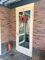 Hardhouten Garagedeur met Kozijn en Glas, Gebruikt, Deurkozijn, Inclusief glas, 225 cm of meer