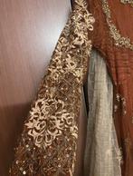 Prachtige Pakistaanse/ Indiase jurk met borduursels, Maat 38/40 (M), Bruin, Ophalen of Verzenden, Zo goed als nieuw