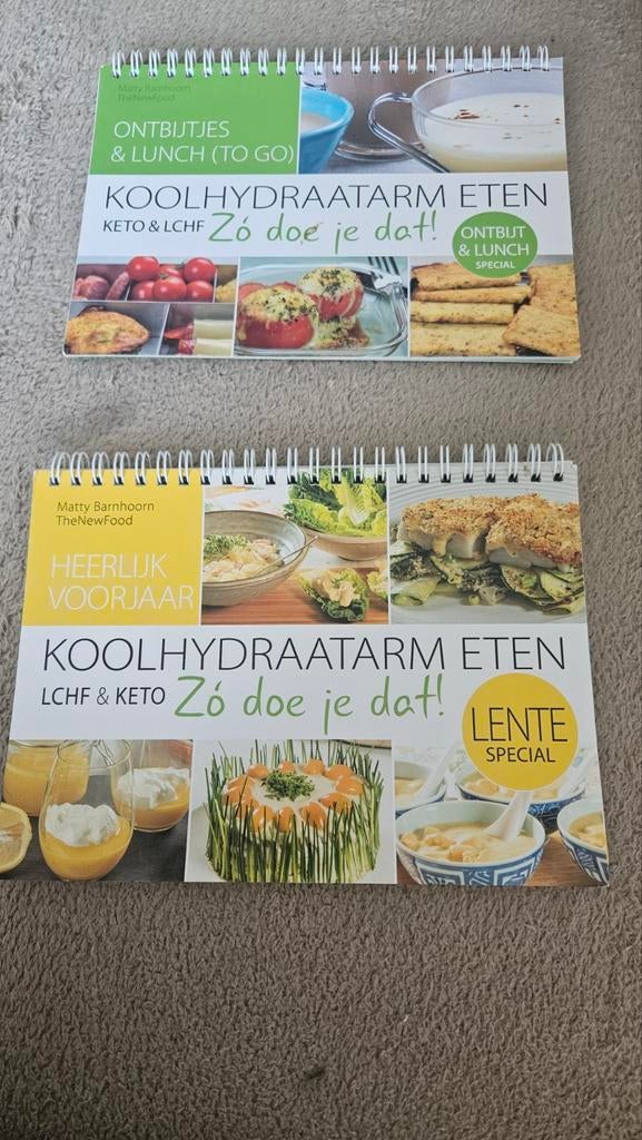 Koolhydraatarm Eten Kookboeken - Ontbijt & Lunch + Lente, Hoofdgerechten, Gezond koken, Ophalen of Verzenden, Zo goed als nieuw