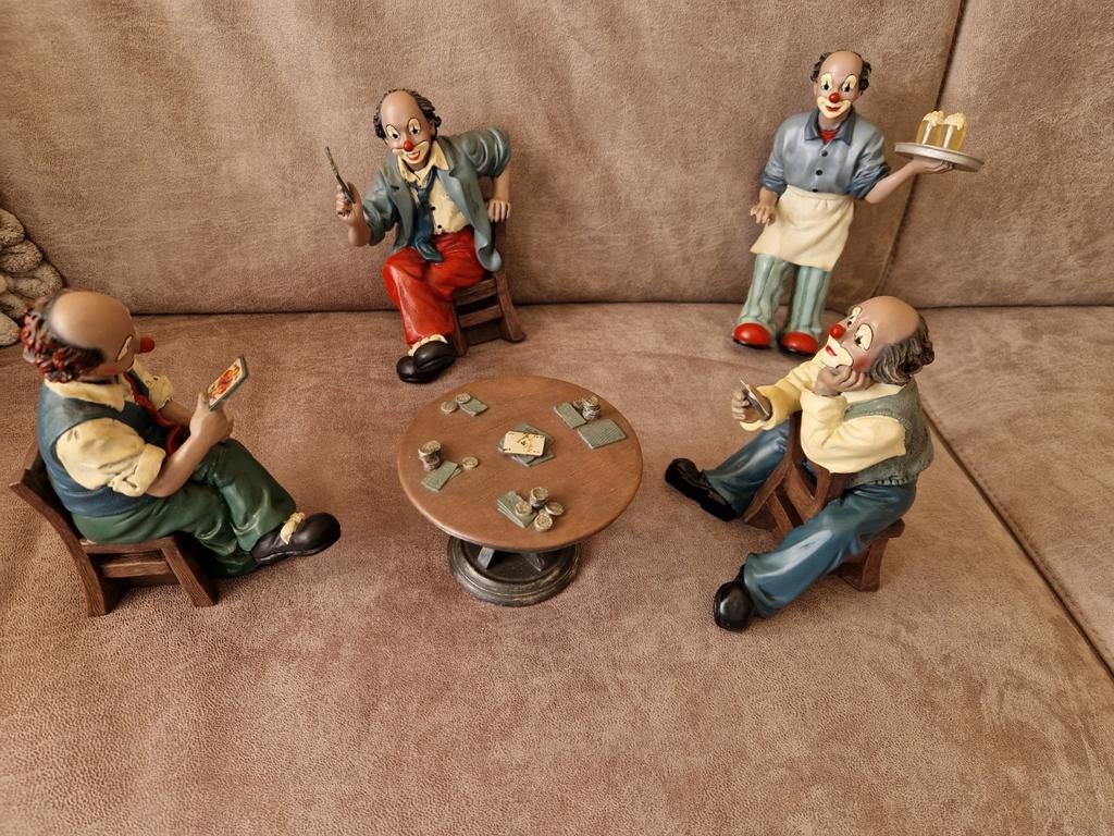 Set van 5  Gilde clown beelden: kaarters en ober, Verzamelen, Ophalen of Verzenden, Gebruikt, Mens