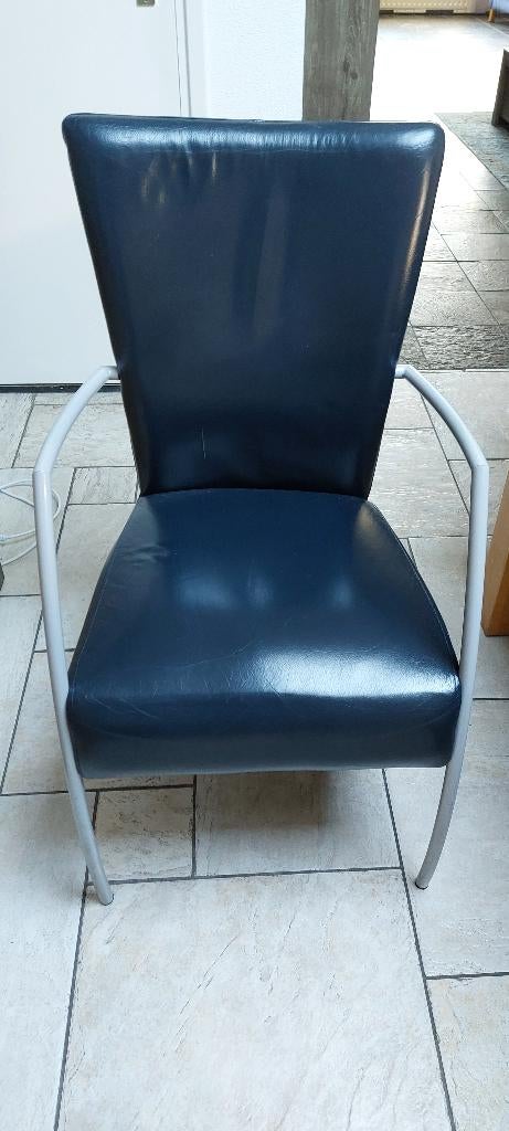 donker blauw leer, Ophalen, Gebruikt, Blauw, Leer