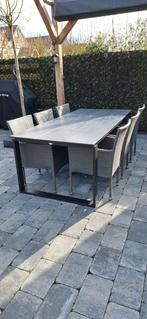 Mooie Jysk Jutlandia tuinset met 6 stoelen 215x100x75, Ophalen, Wicker, Tuinset, Eettafel