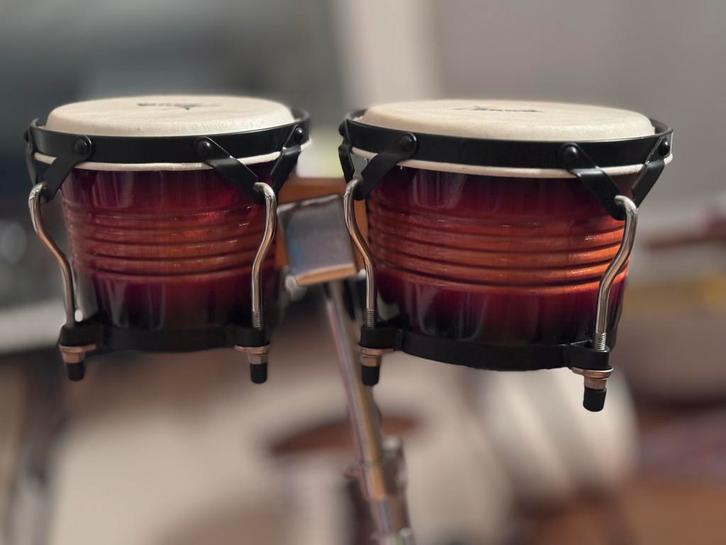 Bongo drums met standaard, Muziek en Instrumenten, Percussie, Zo goed als nieuw, Trommel, Ophalen