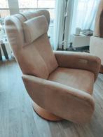 Prominente relaxfauteuil, cognac suede, Huis en Inrichting, Stoelen, Ophalen, Gebruikt, Bruin, Modern, Comfort