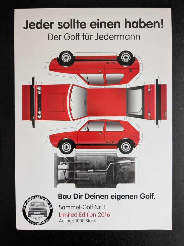 Bouwplaat VOLKSWAGEN Golf 1, Ophalen of Verzenden, Zo goed als nieuw, Volkswagen