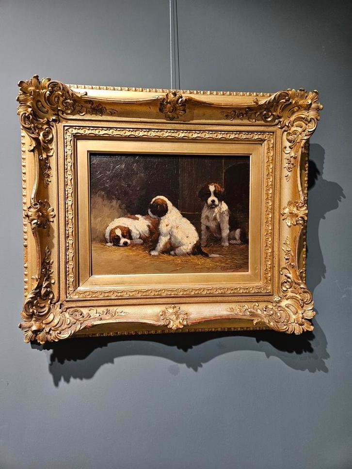 Schilderij Louis Eugène Lambert (1825-1900) echt goud lijst!, Antiek en Kunst, Kunst | Schilderijen | Klassiek, Ophalen