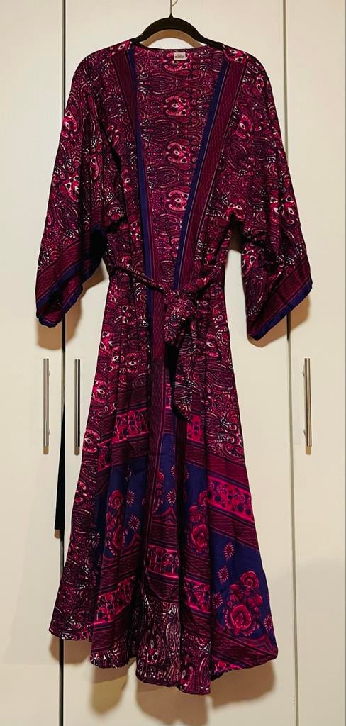 Bohemian Kimono Jasje - Paars/Roze Paisley Print maat 44/46, Paars, Maat 42/44 (L), Ophalen of Verzenden, Zo goed als nieuw
