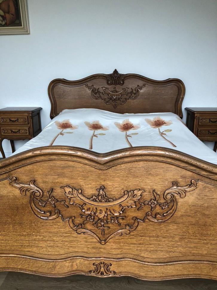 romantische eikenhouten slaapkamer, Huis en Inrichting, Slaapkamer | Complete slaapkamers, Gebruikt, Tweepersoons, Ophalen