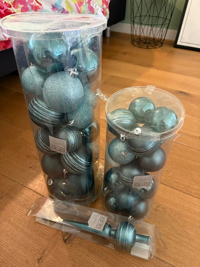 Kerstballen + piek blauw, Diversen, Kerst, Ophalen, Gebruikt