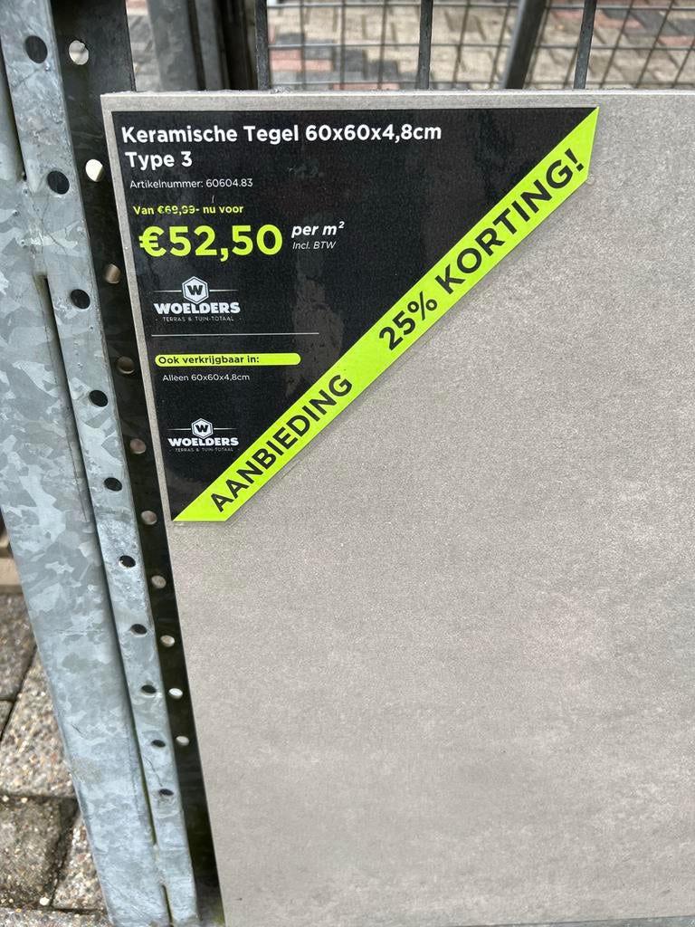 Keramische tegel 60x60x4,8cm, Ophalen, Keramiek, Nieuw, Minder dan 5 m²