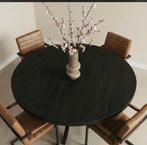 Ronde Zwarte Houten Eettafel met Metalen Frame - 150x150 cm, Gebruikt, Modern, Industrieel, 150 tot 200 cm, Rond