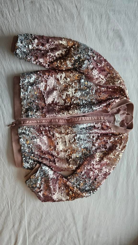 Zomerjasje/vestje met glitters en pailletten, maat 128, Kinderen en Baby's, Meisje, H&M, Ophalen of Verzenden, Zo goed als nieuw