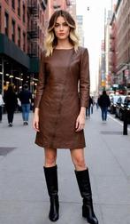 * Taupe Leren Jurk / Mantel - Mission Blue * Mt. M * ZGAN *, Maat 38/40 (M), Bruin, Ophalen of Verzenden, Zo goed als nieuw