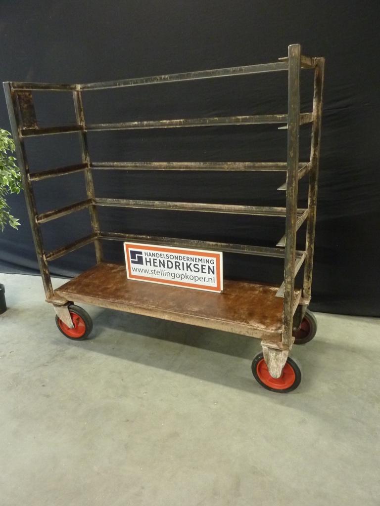 Fraaie Vintage transportwagen / etagewagen / zware kar, Gebruikt, Transportkar, Handelsonderneming Hendriksen, 100 liter of meer