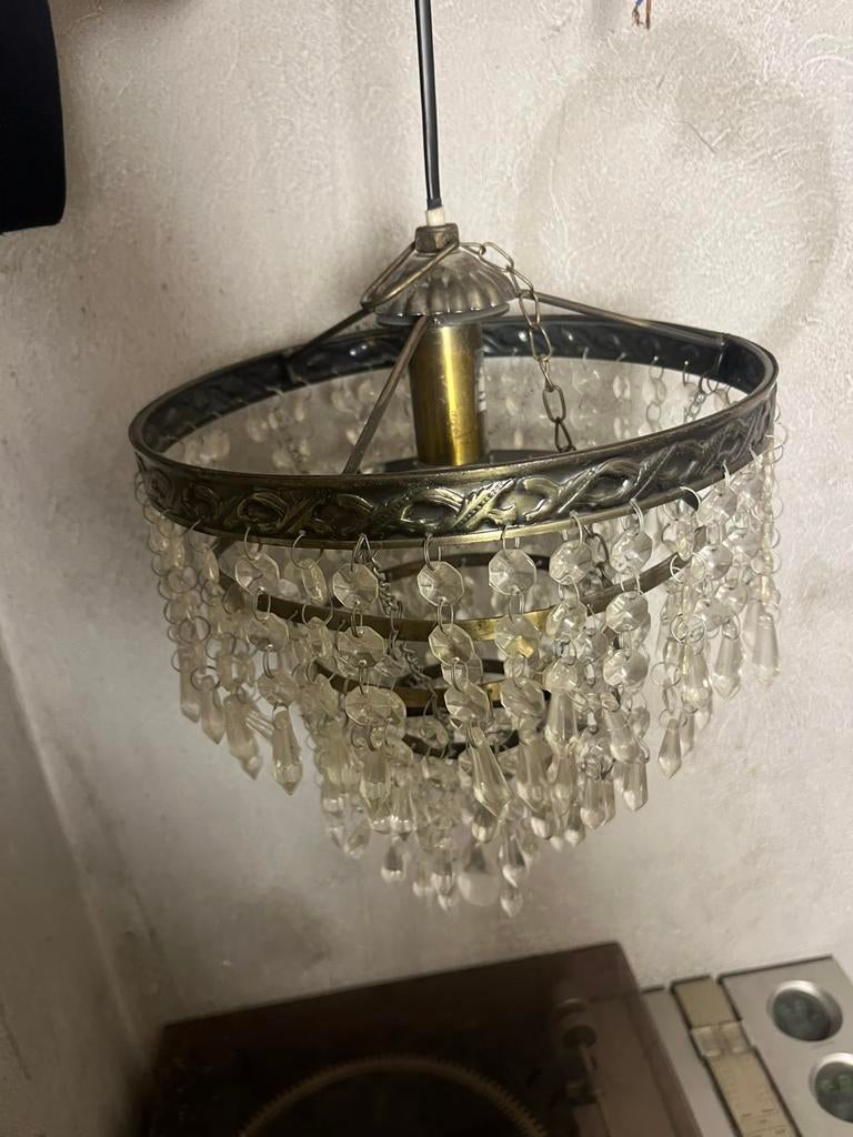 Pegel lamp met koperen rand, Ophalen of Verzenden, Gebruikt, Glas