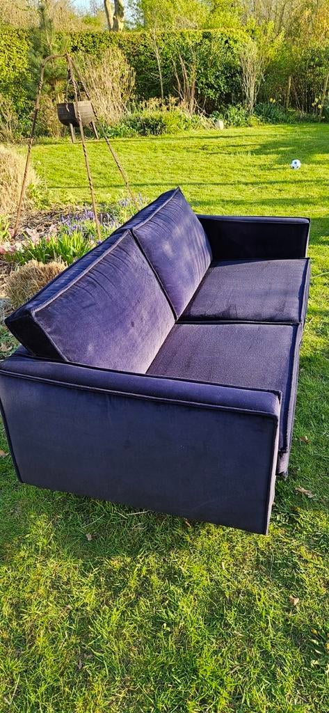 Bank blauw velvet Be pure home rodeo 2,5 zits, Ophalen, 150 tot 200 cm, Tweepersoons, 75 tot 100 cm