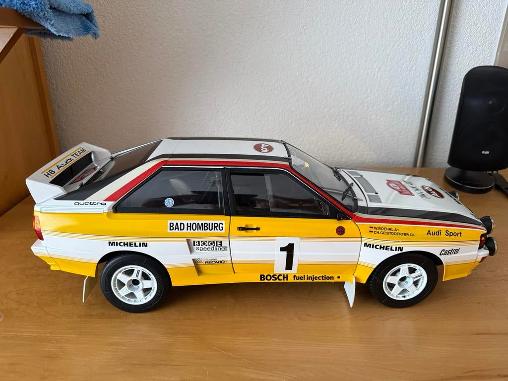 Hachette Audi Rally Quattro a2 schaalmodel 1:8 modelauto, Ophalen, Gebruikt, 1:5 t/m 1:8, Auto