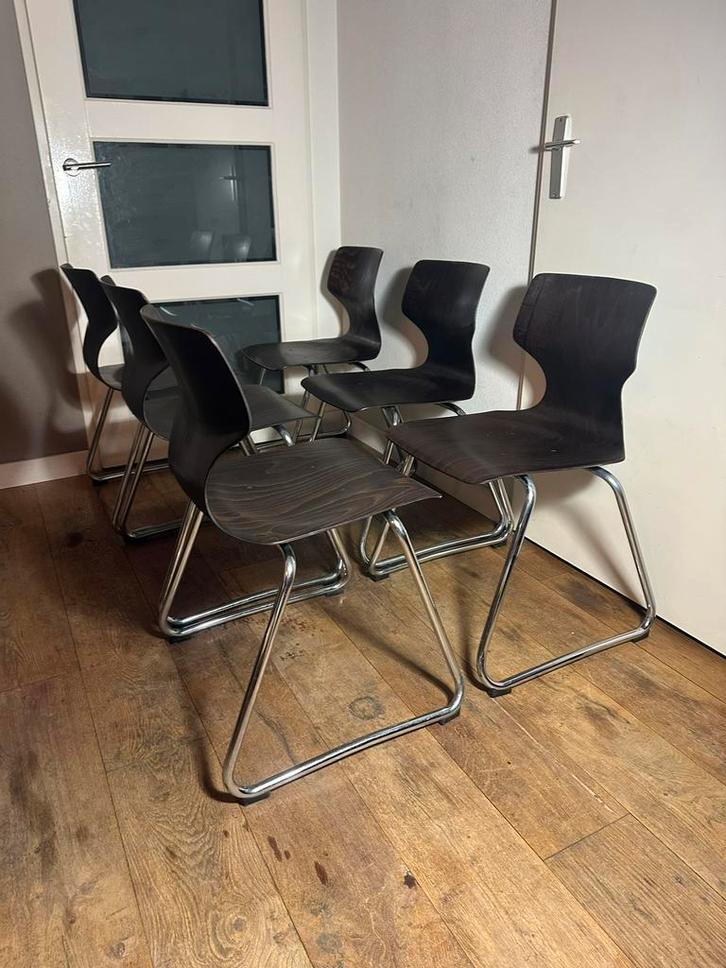 6 prachtige vintage Flötotto stoelen Adam Stegner, Huis en Inrichting, Stoelen, Gebruikt, Vijf, Zes of meer stoelen, Hout, Ophalen of Verzenden