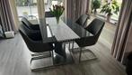 Eetkamertafel met 4 stoelen, Ophalen, Zo goed als nieuw, Modern, 4 tot 6 stoelen