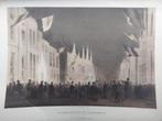 4 / De Breedestraat bij Illuminatie Leiden Steendruk 1855, Ophalen of Verzenden