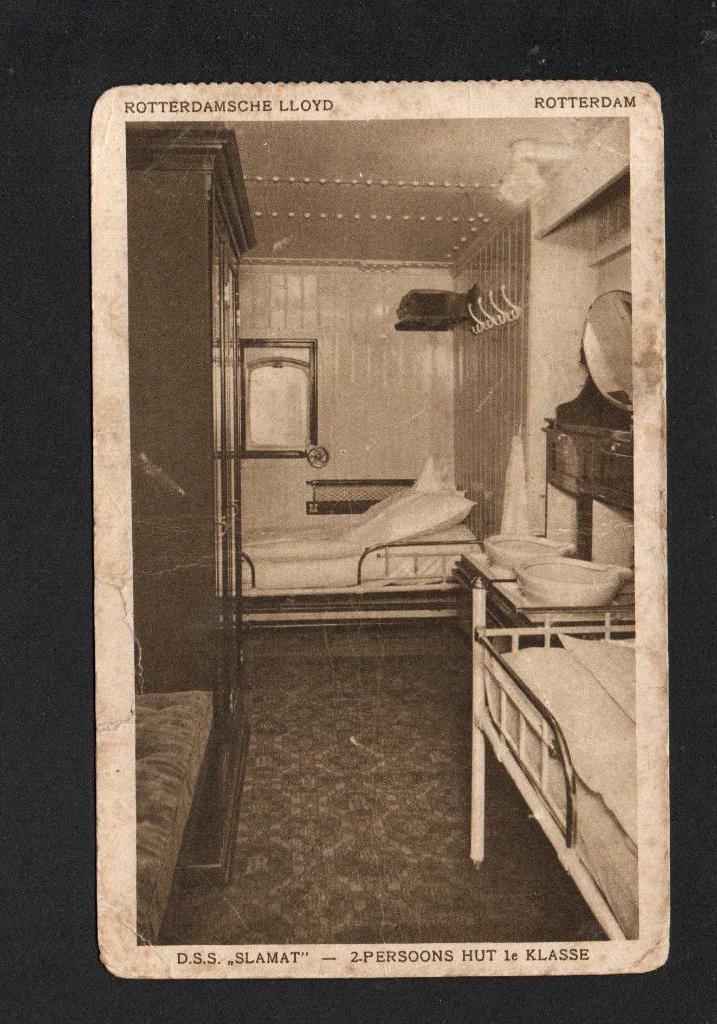 Scheepvaart, 1924. D.S.S. "Slamat"-2pers.Hut 1e klasse, Verzamelen, Ophalen of Verzenden, 1920 tot 1940, Ongelopen, Zuid-Holland