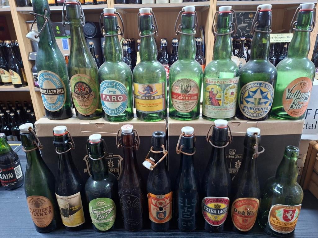 Vintage bier flesjes collectie bar cafe mancave, Ophalen of Verzenden, Gebruikt, Flesje(s), Amstel