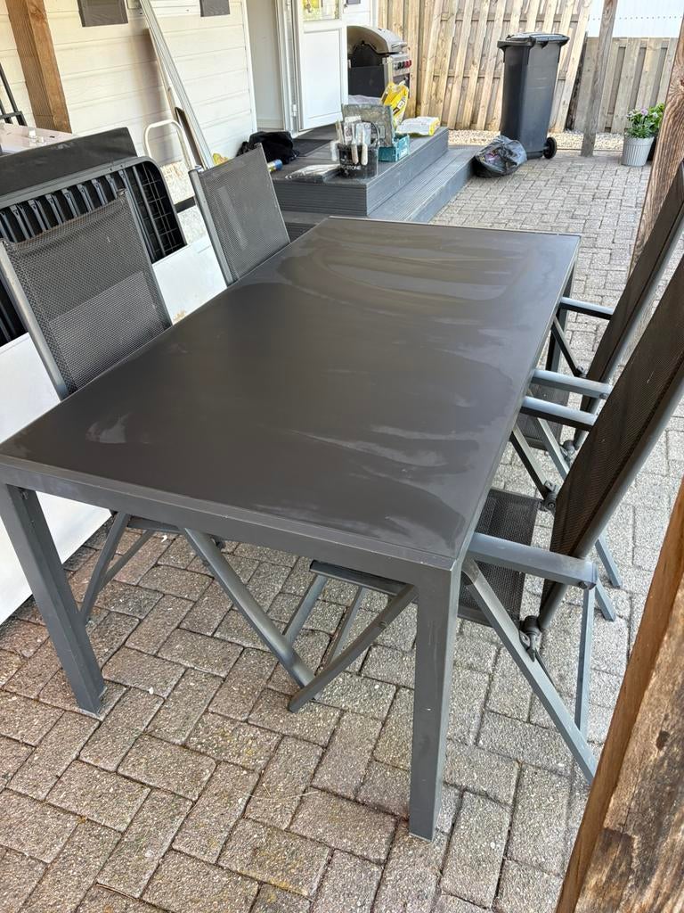 Tuintafel, Ophalen, 4 zitplaatsen, Gebruikt, Aluminium