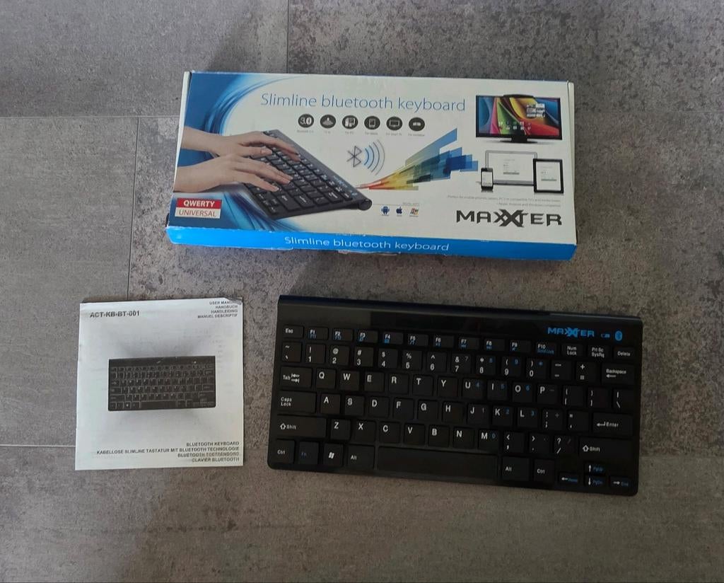 Maxxter slimline bluetooth toetsenbord zwart, Ophalen of Verzenden, Zo goed als nieuw