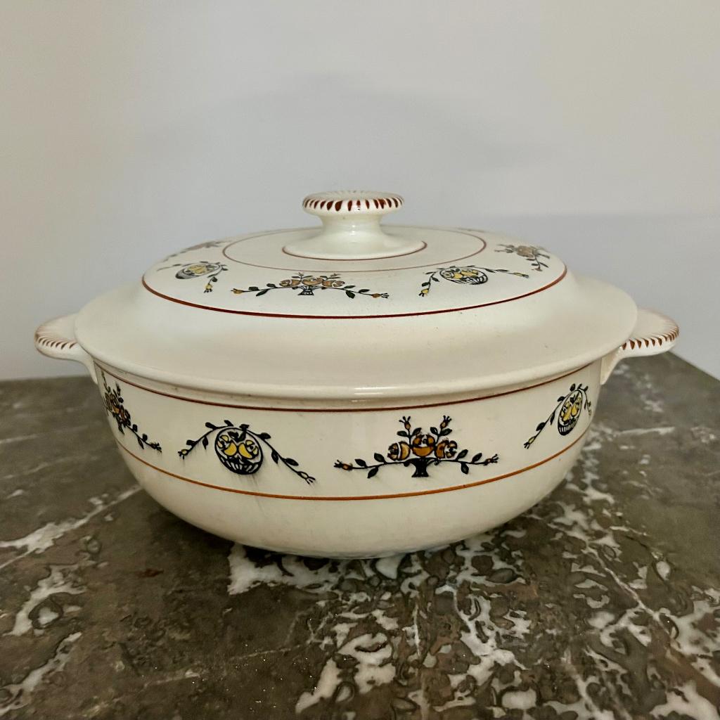 BROCANTE Franse vintage porseleinen terrine bloemendeksel, Ophalen of Verzenden