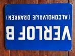 Emaille bord verlof b dranken bier, Ophalen of Verzenden, Gebruikt, Reclamebord