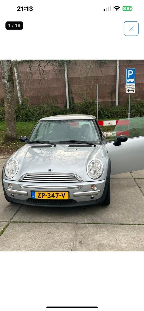 Mini 1.6 16V ONE 2004 technisch 100% puntgaaf apk april 2027, Auto's, Mini, Voorwielaandrijving, 4 cilinders, 4 stoelen, Grijs
