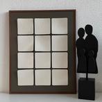 Schilderij 12 vlakken in wit - ondergrond en lijst in bruin, Minder dan 50 cm, Oorspronkelijke maker, Nieuw, Ophalen of Verzenden