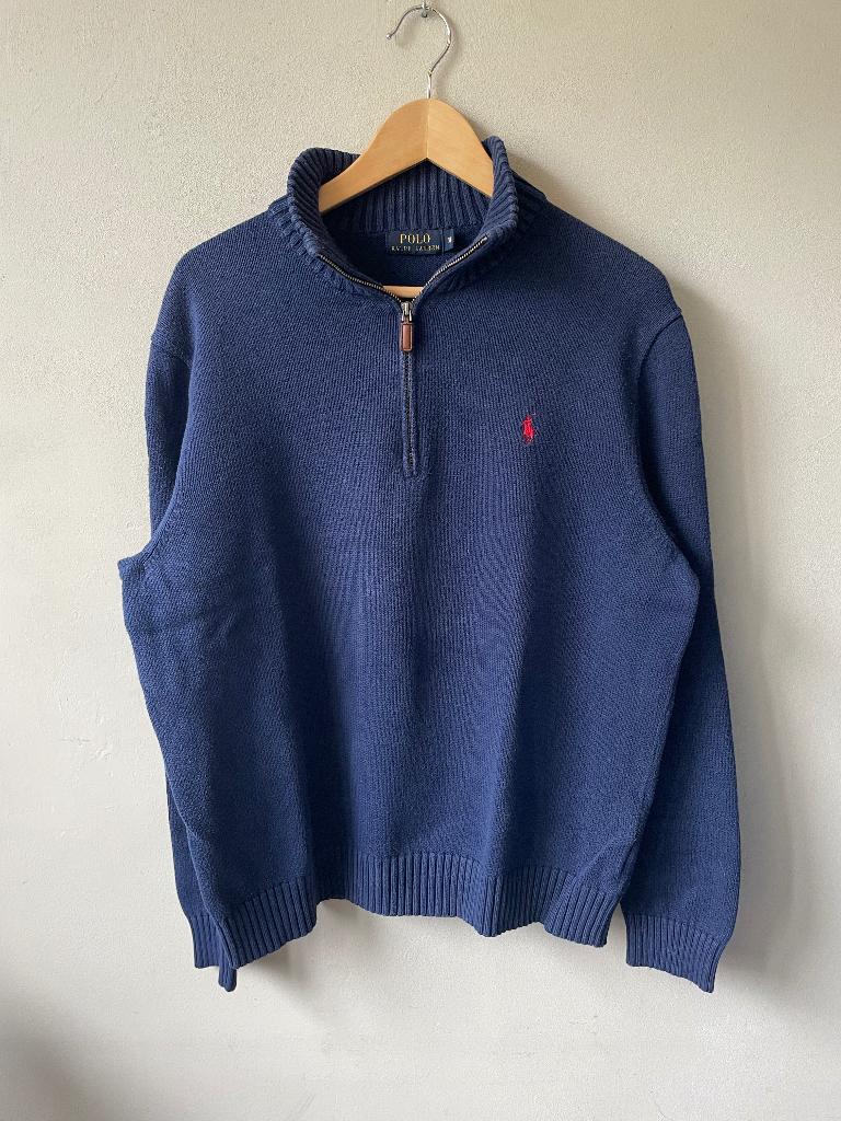 Ralph Lauren Quarter-Zip Trui - Maat XL - Donkerblauw, Blauw, Ralph Lauren, Maat 56/58 (XL), Ophalen of Verzenden