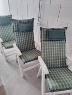 3 verstelbare tuinstoelen met kussens, Tuin en Terras, Ophalen, Gebruikt, Kunststof, Verstelbaar