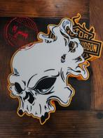 Unieke Harley Davidson Flame Skull Reclamebak, Ophalen of Verzenden, Nieuw, Lichtbak of (neon) lamp