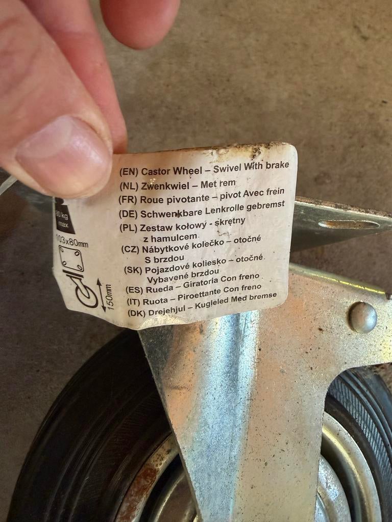 2x Zwenkwiel met rem, nieuw, 150 mm, Ophalen, Nieuw