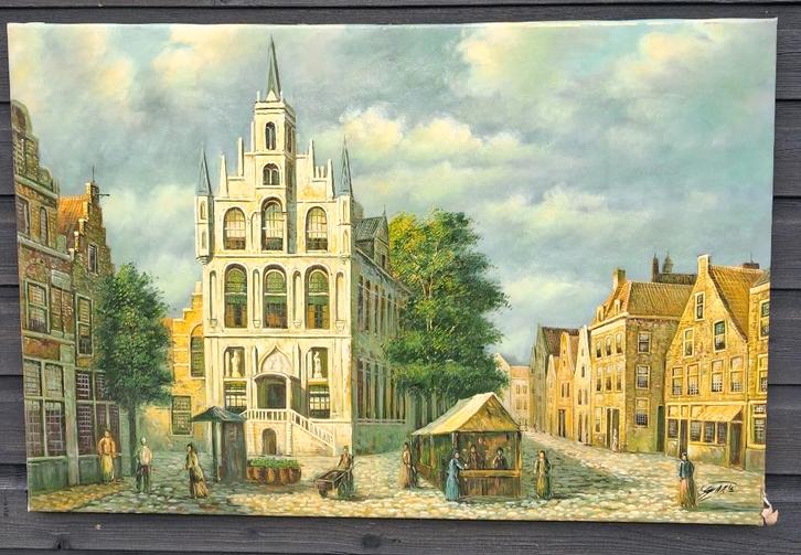 mooi stadsgezicht, Antiek en Kunst, Kunst | Schilderijen | Klassiek, Ophalen of Verzenden