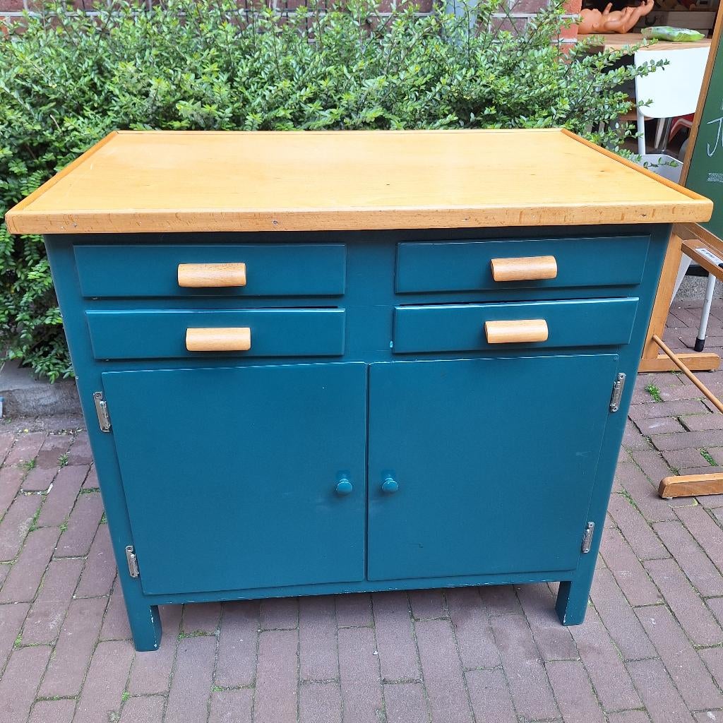 Vintage Kast / Dressoir / Commode / Donkergroen, Huis en Inrichting, Kasten | Dressoirs, Ophalen, Gebruikt, -, -
