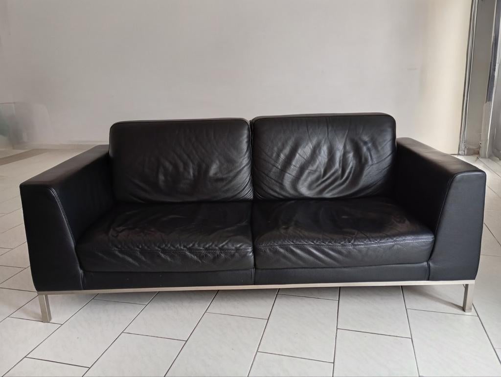 Heerlijke echt leren bank. 2,5 zits/3 persoons bank, Huis en Inrichting, Ophalen, 75 tot 100 cm