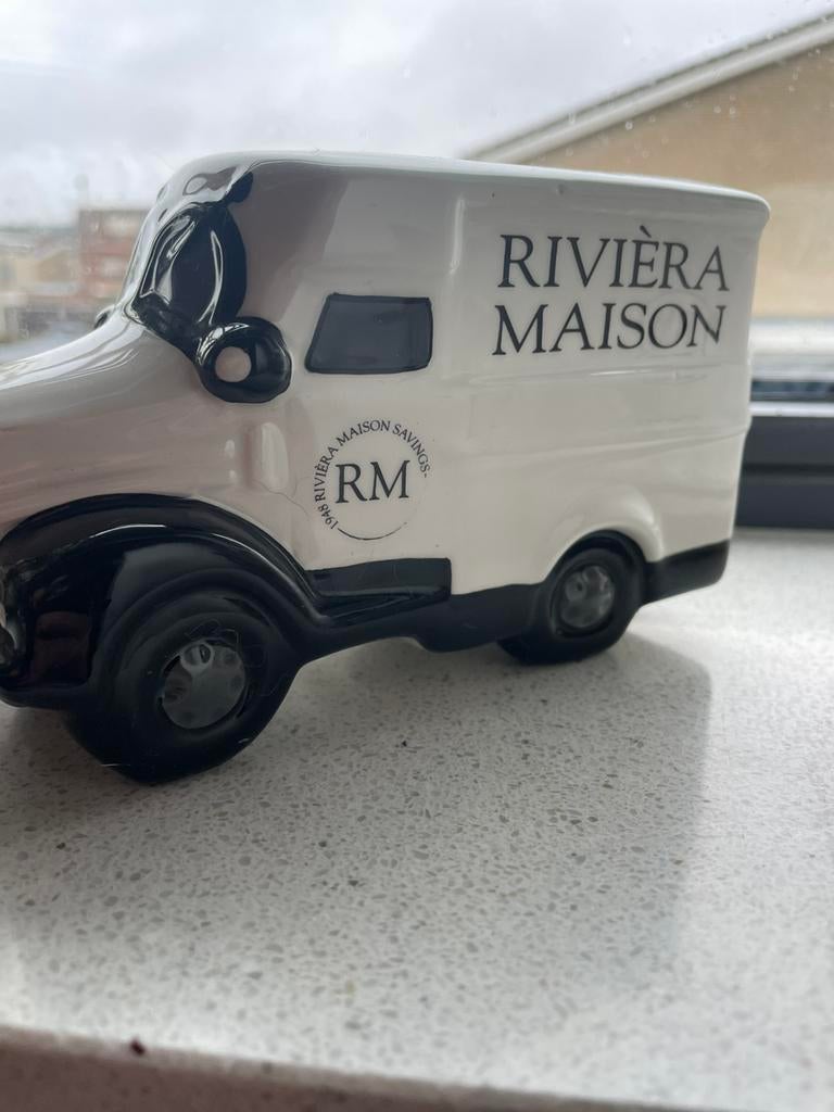 Riviera Maison spaarpot, Verzamelen, Ophalen, Zo goed als nieuw, Steen, Aardewerk of Keramiek, Vervoermiddel