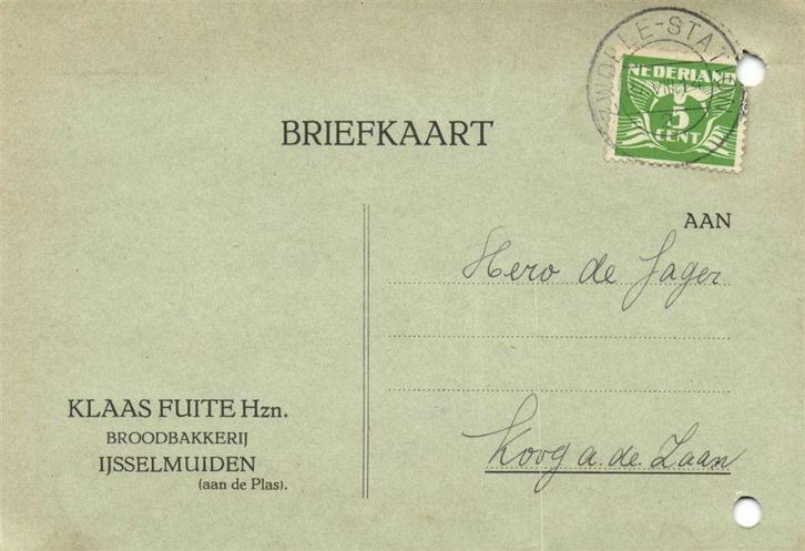 Klaas Fuite Hzn., IJsselmuiden - 08.1941 - briefkaart, Postzegels en Munten, Brieven en Enveloppen | Nederland, Briefkaart, Ophalen of Verzenden