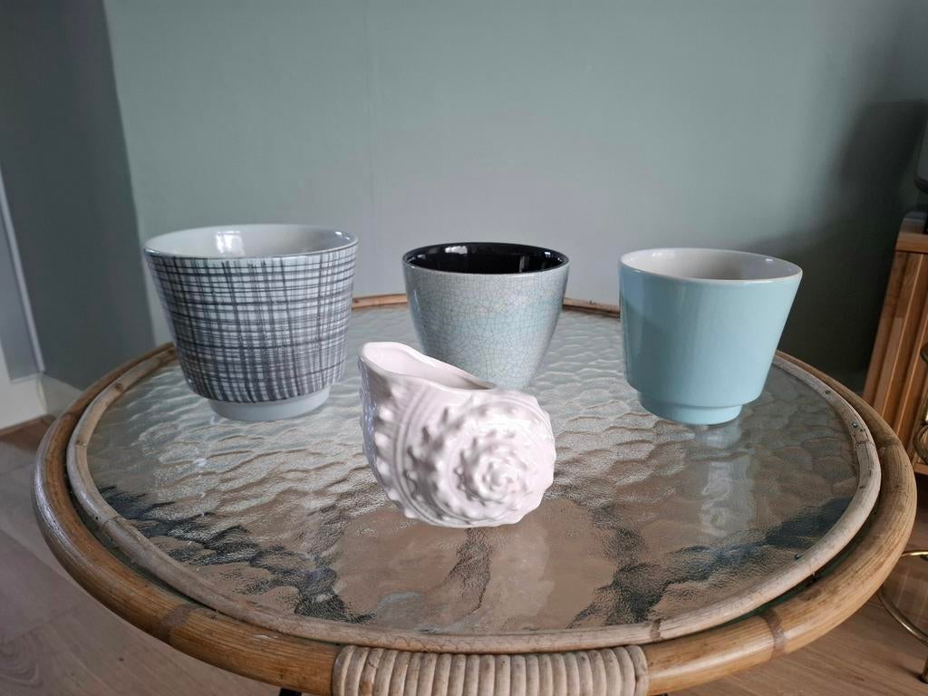 Vintage: 4 Bloempotten voor €10,-, Ophalen, Gebruikt, Rond, Binnen