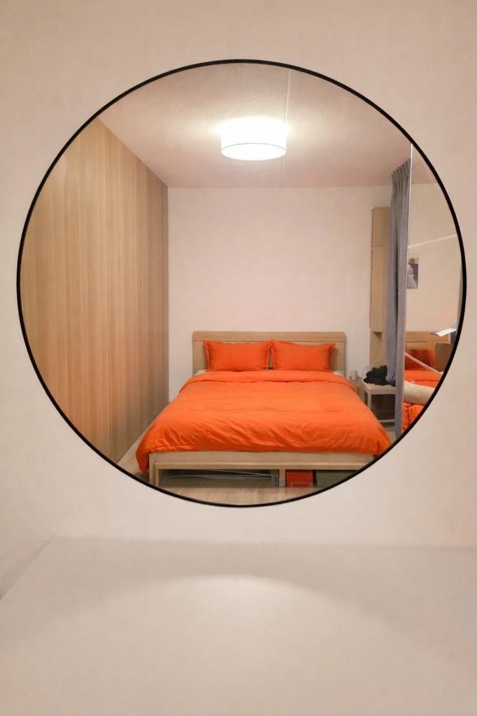 IKEA Lindbyn spiegel 110 CM, Huis en Inrichting, Woonaccessoires | Spiegels, Ophalen, 100 tot 150 cm, Rond, Zo goed als nieuw