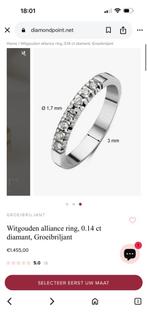 2 Witgouden alliance ring,0.14 ct diamant en 1 solitair 0,17, Sieraden, Tassen en Uiterlijk, Wit, Ophalen of Verzenden, Dame, Goud