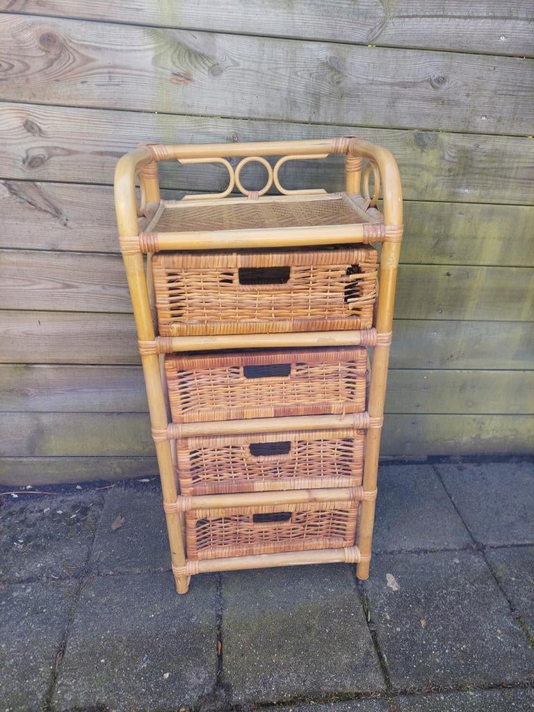Rieten kastje, Huis en Inrichting, Kasten | Ladekasten, Ophalen, 50 tot 100 cm, 3 of 4 laden, Minder dan 100 cm